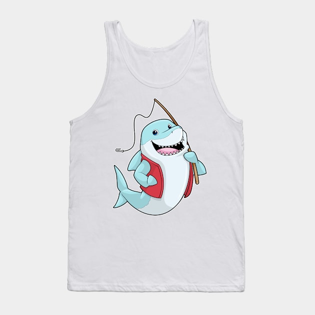 Shark at Fishing with Fishing rod Tank Top by Markus Schnabel